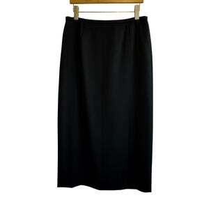 TALBOTS Petites Size 14 Black Wool‎ Midi Skirt Old Money VTG Classic Minimalist